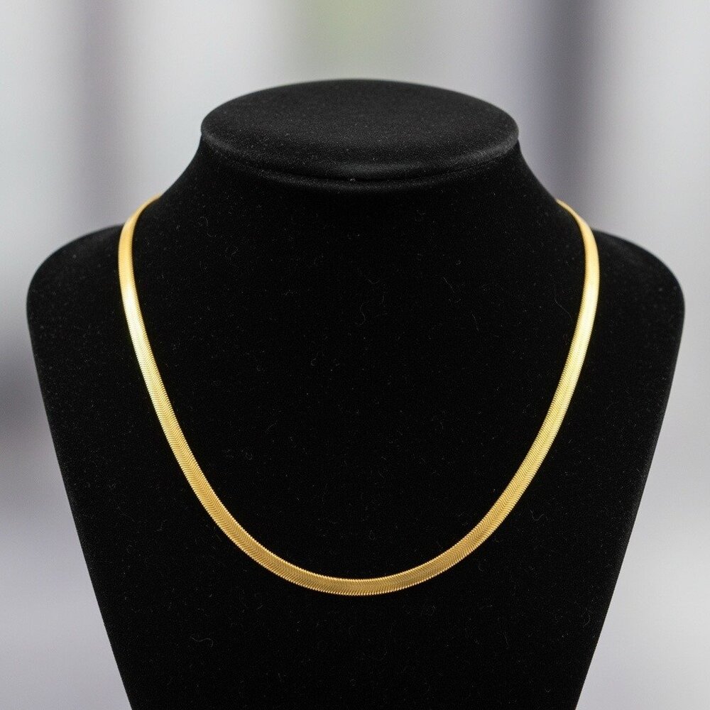Gold-Tone 6 mm Flat Ion Plated Snake Chain Necklace 19.5" w/Lobster Clasp